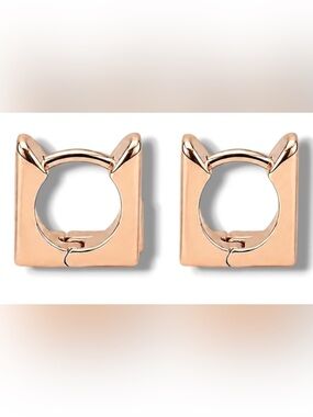 Rose Gold Cat Ear Hoop Earrings - Women Jewelry